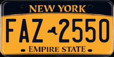 NY license plate FAZ2550