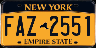 NY license plate FAZ2551
