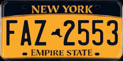 NY license plate FAZ2553