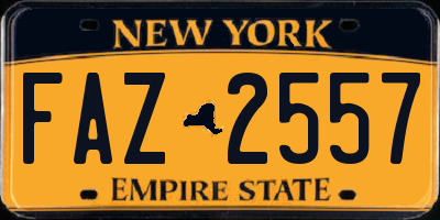 NY license plate FAZ2557