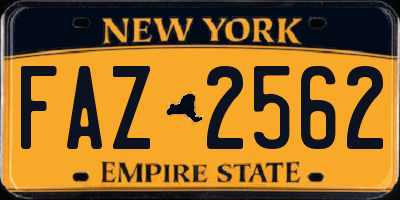 NY license plate FAZ2562