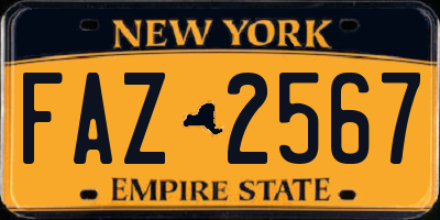 NY license plate FAZ2567