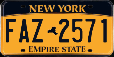 NY license plate FAZ2571