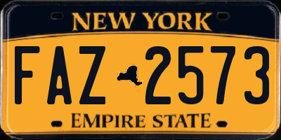 NY license plate FAZ2573