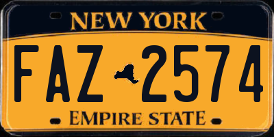 NY license plate FAZ2574