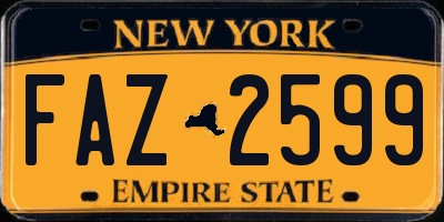 NY license plate FAZ2599