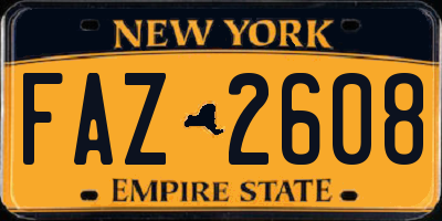 NY license plate FAZ2608