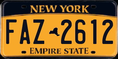 NY license plate FAZ2612