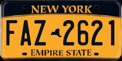NY license plate FAZ2621