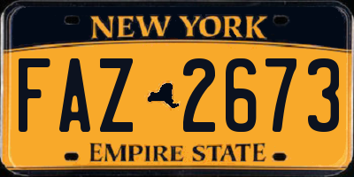 NY license plate FAZ2673