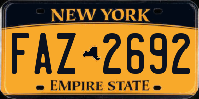 NY license plate FAZ2692