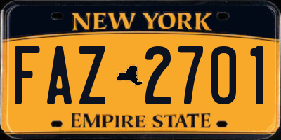 NY license plate FAZ2701