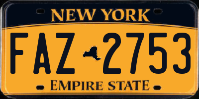 NY license plate FAZ2753