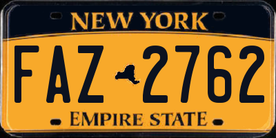 NY license plate FAZ2762