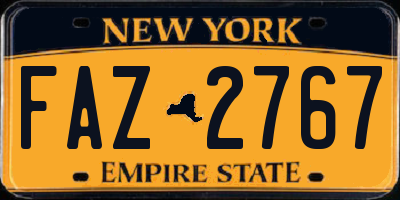 NY license plate FAZ2767