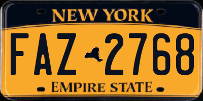 NY license plate FAZ2768