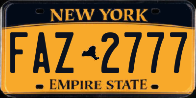 NY license plate FAZ2777
