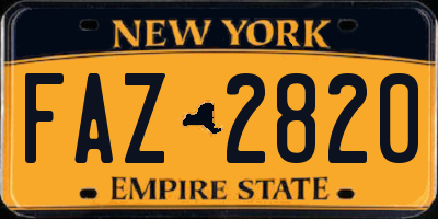 NY license plate FAZ2820