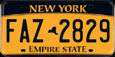 NY license plate FAZ2829