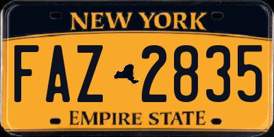 NY license plate FAZ2835