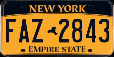 NY license plate FAZ2843