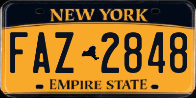 NY license plate FAZ2848