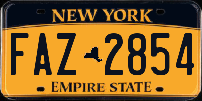 NY license plate FAZ2854