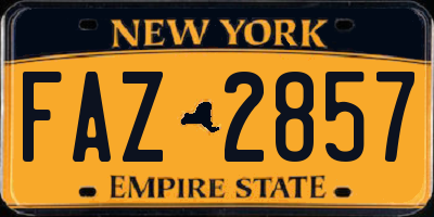 NY license plate FAZ2857