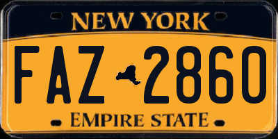 NY license plate FAZ2860