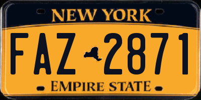 NY license plate FAZ2871
