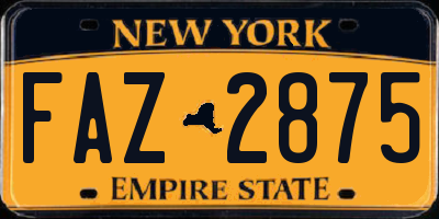 NY license plate FAZ2875