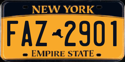 NY license plate FAZ2901