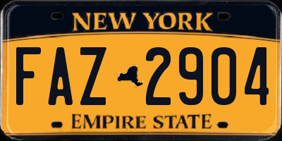 NY license plate FAZ2904