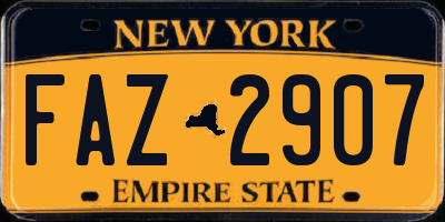 NY license plate FAZ2907