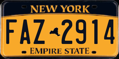NY license plate FAZ2914