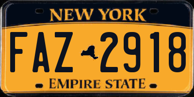 NY license plate FAZ2918