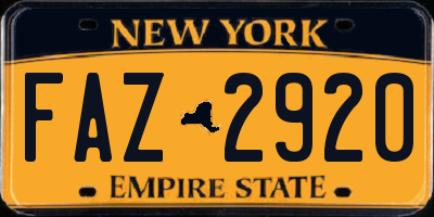 NY license plate FAZ2920