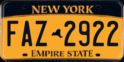 NY license plate FAZ2922