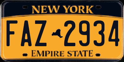 NY license plate FAZ2934