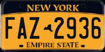 NY license plate FAZ2936