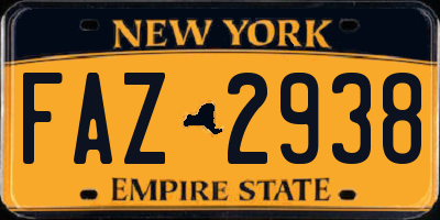 NY license plate FAZ2938