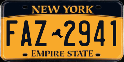 NY license plate FAZ2941
