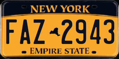 NY license plate FAZ2943