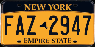 NY license plate FAZ2947