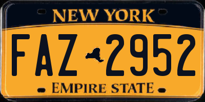 NY license plate FAZ2952