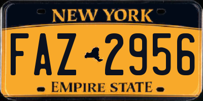 NY license plate FAZ2956