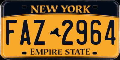 NY license plate FAZ2964