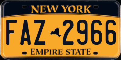 NY license plate FAZ2966