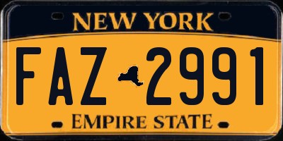 NY license plate FAZ2991