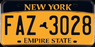 NY license plate FAZ3028